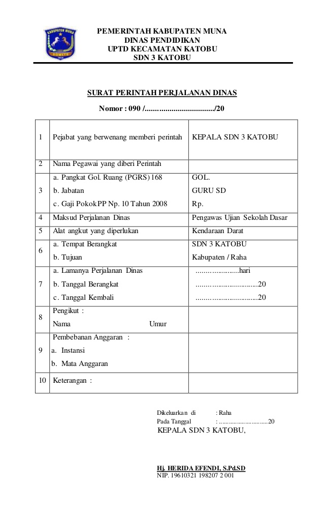 3. Contoh Surat Perintah Perjalanan Dinas Pemerintah (SPPD)