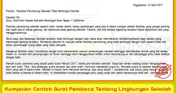 9. Membuat Surat Pembaca Tentang Lingkungan Sekolah Dan Mushola