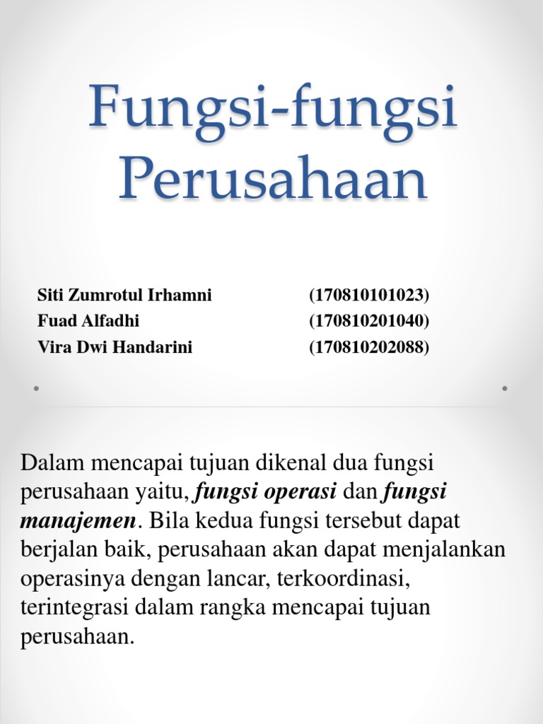 Dua Fungsi Perusahaan