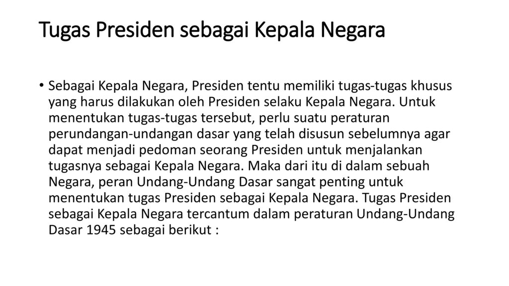 Tugas Presiden Sebagai Kepala Pemerintahan