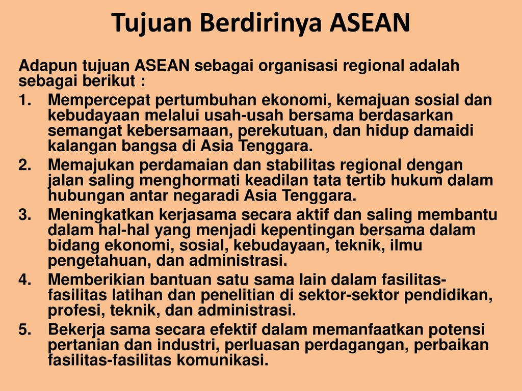 Tujuan ASEAN Dibentuk