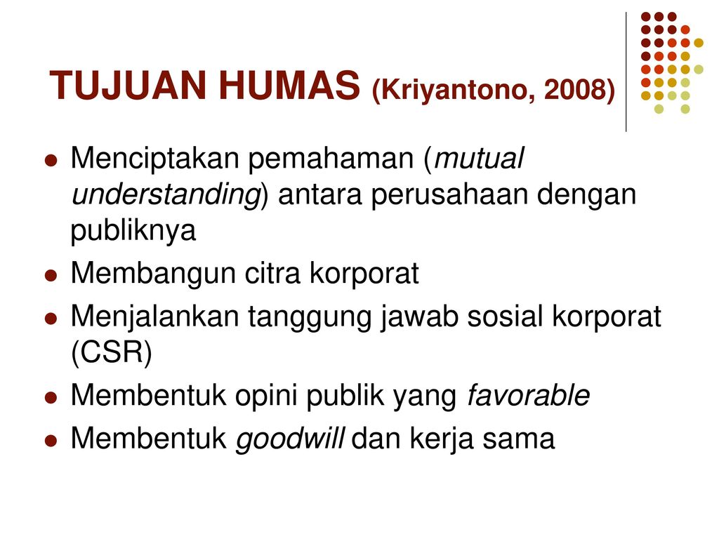 Tujuan Humas Dalam Organisasi